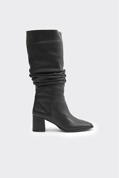 derinet Hakiki Deri Fermuarsız Kadın Çizme