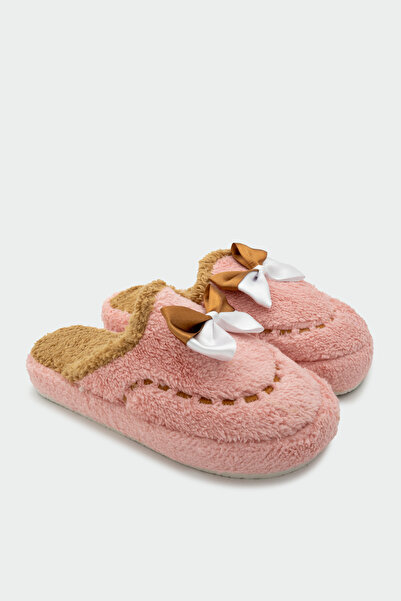 LAMİNTA Puffer Powder Bow Detailed Women's House Slippers