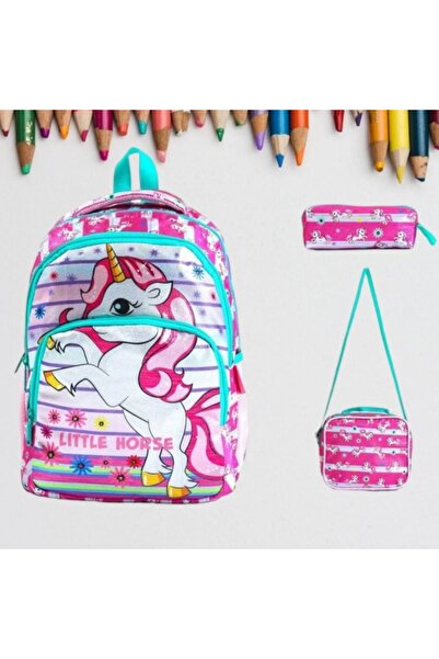 KY Unicorn Pink Girl Set ortopedic pentru școala primară, 3 piese, suport pen...