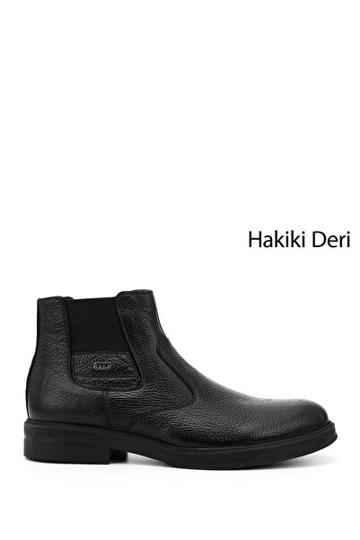 GÖNDERİ(R) Men's Black Floater Genuine Leather Zippered Boots