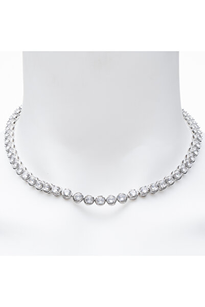 ElectraStore Tennis Set Ema Silver Necklace+Earrings