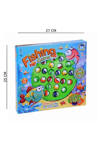 hak-iş oyuncak Balık Tutma Oyunu Seti – 24 Balık ve 4 Olta – Müzikli Döner Ba...