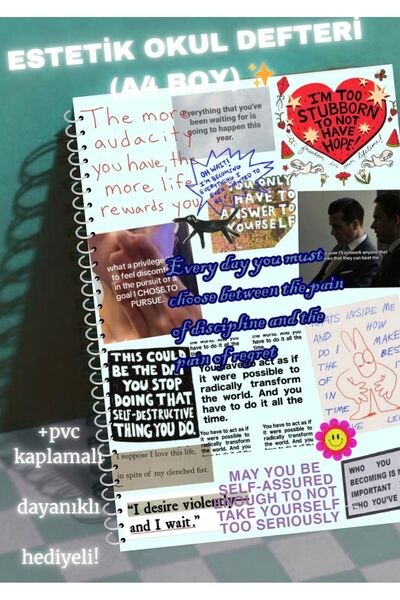 merccuri crafts Aesthetic School Notebook A4 Spiral 50 Sheets - Checkered - Pvc Cover Waterproof