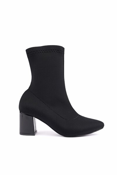 MUGGO MAGNUS Sivri Burun Kalın Topuklu Kadın Streç Bot