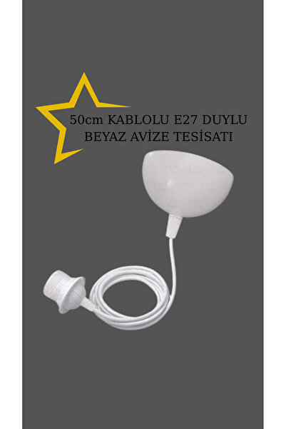 decory Beyaz Avize Kablosu,Tekli Sarkıt avize duy kablo takımı E27 duylu