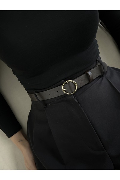 LİA KEMER Keen Round Gold Buckle Model Women's Belt Waist Belt Coat Belt Dres...