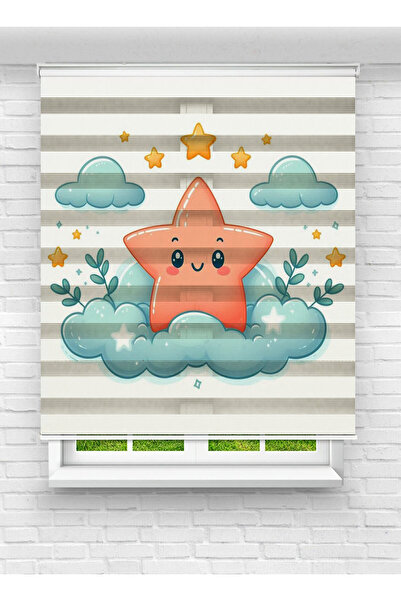 evana home Sevimli Yıldız Desenli Zebra Perde – Renkli, Eğlenceli ve Neşeli Ç...