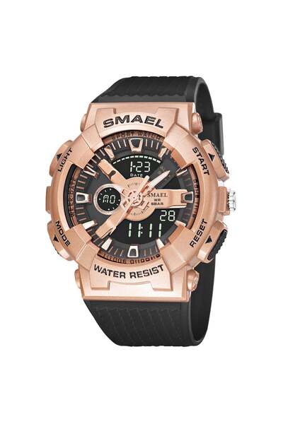 SMAEL Men's watch Sport Digital Analog 5 ATM Black Rose