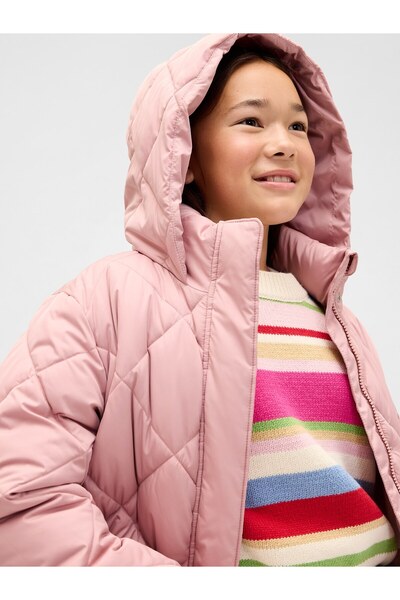 GAP Kız Çocuk Pembe Kıvrımlı Şişme Mont