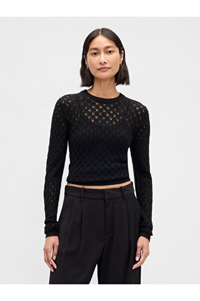 GAP Kadın Siyah Pointelle Kazak