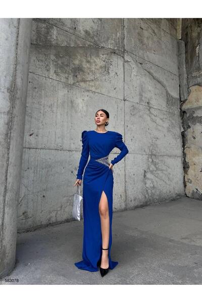 Modafeminen Rochie de seară lungă prințesă cu mâneci cu detaliu de piatră 583...