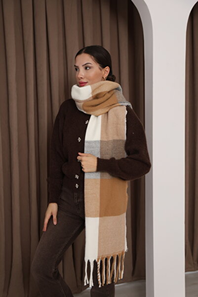 Jack Ferrero Örme kumaş Düz kesim Püsküllü bitiş Yumuşak Dokulu Kadın Atkı Şa...