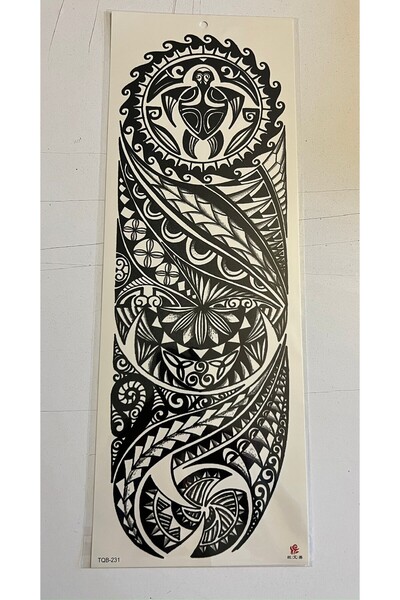 Airbrush Tattoo Maori Tribal 1 Hafta Kalıcı Tam Kol Bacak Yapıştırma Geçici D...