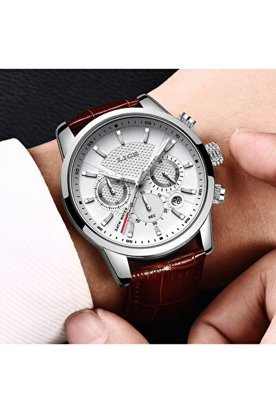 Lige Ανδρικό ρολόι χειρός Quartz με κομψό δερμάτινο λουράκι