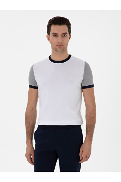 Cacharel White Slim Fit Crew Neck Knitwear T-Shirt 50285435-Vr013