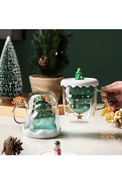 Linan Ware Linanware Double Wall Glass Mug with Lid 250ml Dc154