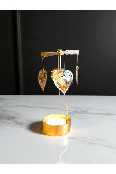 nesever store Isı ile Dönen Mumluk – Kalp ve Love Modeli, Romantik Dekor