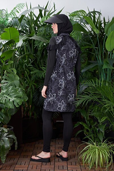 Moodbasic Desenli Tesettür Mayo Sw36.164 - Siyah