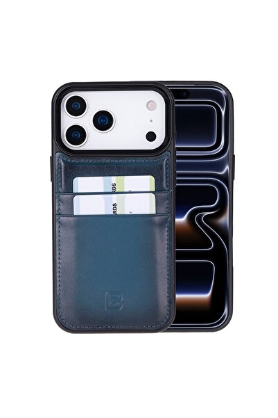 Bouletta , Apple iPhone 17 Pro Max için, Hakiki Deri, El Yapımı Kartlıklı Kılıf, İç Yüzeyi Kadife, Gö