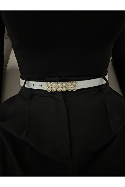 LİA KEMER Mythic Papatya Gold Buckle Model Women's Belt Waist Belt Coat Belt Dress Belt Trouser Belt