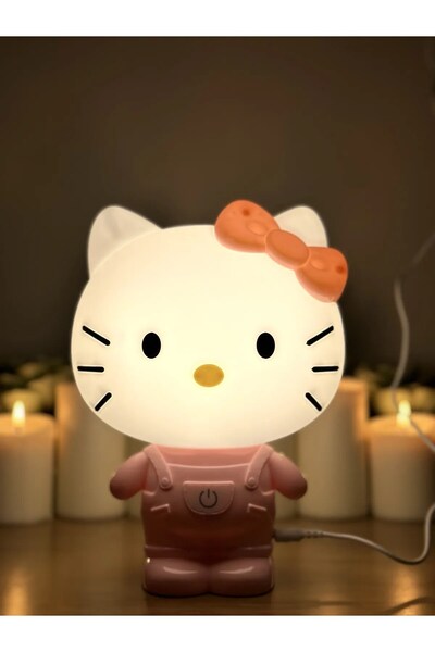 nesever store Hello Kitty Dekoratif 3 Kademeli Led Başucu Gece Lambası