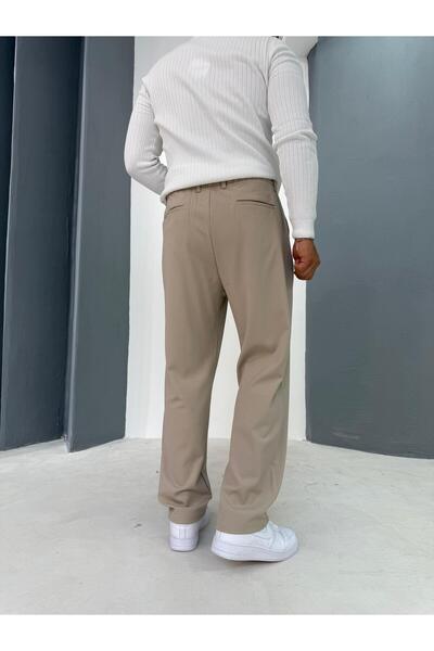 Combineman35 Παντελόνι από υφασμάτινο ύφασμα με λεπτομέρεια με πιέτες