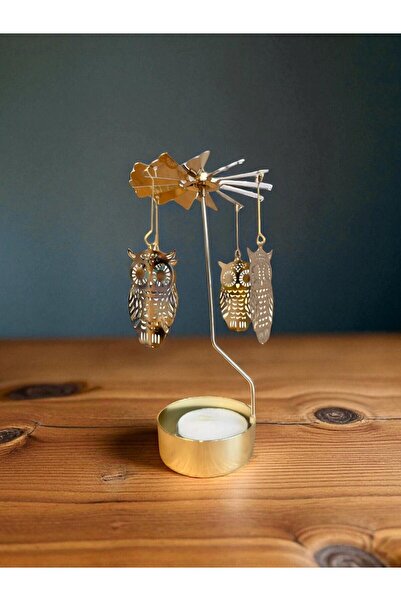 nesever store Isı ile Dönen Baykuş Mumluk – Bilgelik Sembolü, Şık Dekor