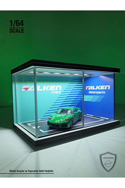 reklambalaj Falken Diecast Led Işıklı Akrilik Korumalı Stand/Diorama 1:64 Ölçek