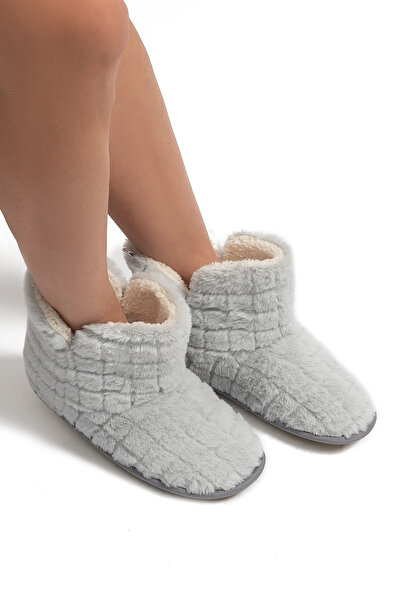 Twigy Edi Peluş Kadın Ev Botu Gri 37/41