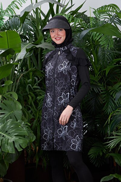 Moodbasic Desenli Tesettür Mayo Sw36.164 - Siyah