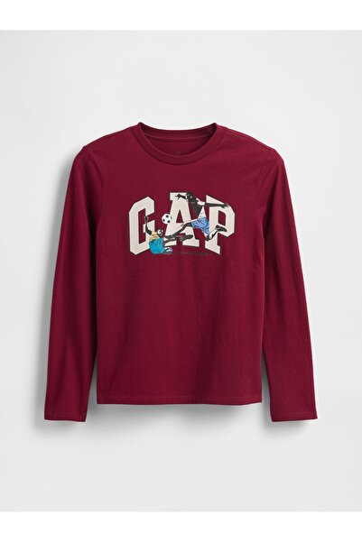 GAP Erkek Çocuk Bordo Logo T-Shirt