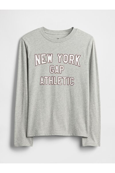 GAP Erkek Çocuk Gri Logo T-Shirt