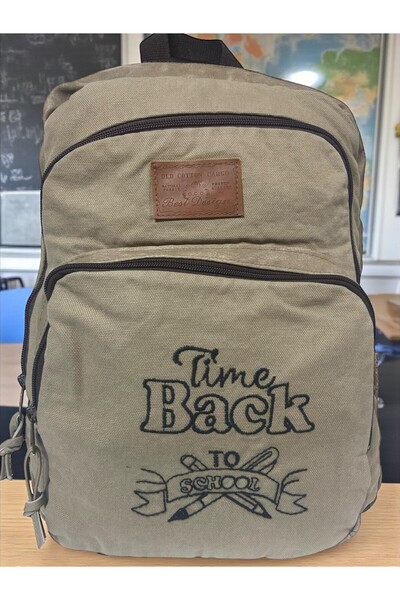 Old Cotton Quality Black Vintage Casual Printed Design Daily Outing School Backpack Revilla Bag 28X38Cm