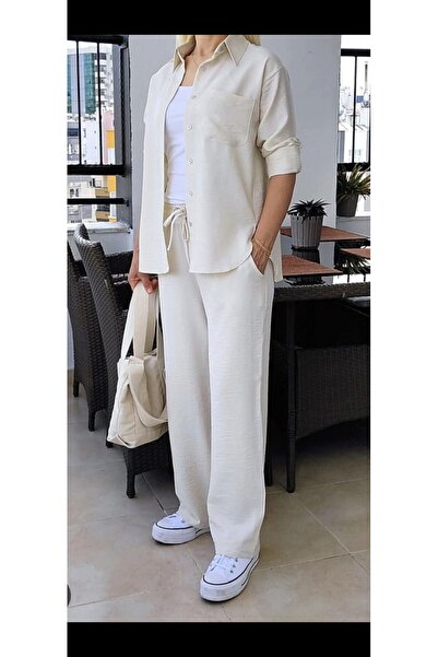 MODA Λευκό λινό κοστούμι με πτυσσόμενα μανικετόκουμπα Α ποιότητας