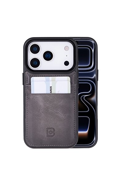 Bouletta , Apple iPhone 17 Pro için, Hakiki Deri, El Yapımı Kartlıklı Kılıf, ...