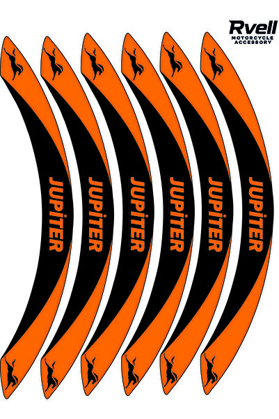 MKARAKAN Rvell Tvs Jupiter Uyumlu Jant Şeridi Seti - 12 Parça ( Siyah - Turun...