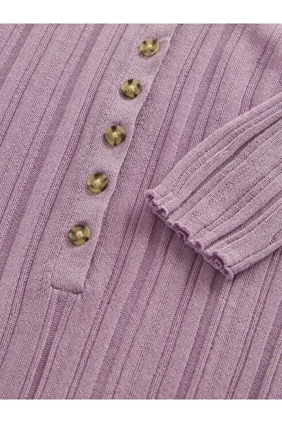 GAP Kadın Mor Transparan Fitilli Henley Kazak