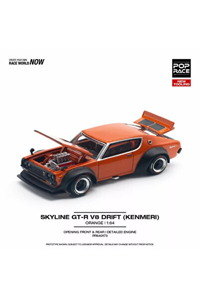 Nissan Pop Race 1/64 SKYLINE GT-R V8 DRIFT KENMERI ORANGE