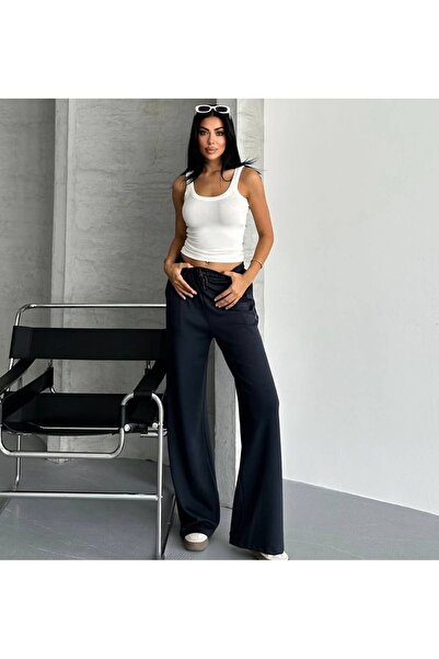 bonibon butikk Women's Quality Luxury Clothing High Waist Elastic Wide Leg Modal Fabric Bottom Sweatpants