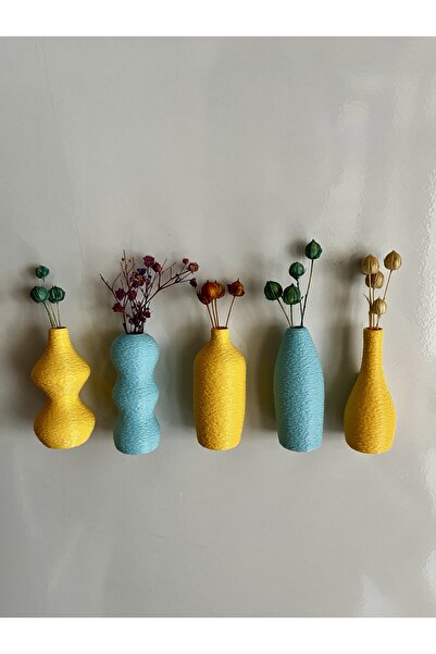 SERÜVENTR Miniflora - 5'li Magnetli Mini Vazo - Sarı & Açık Mavi - Buzdolabı ...