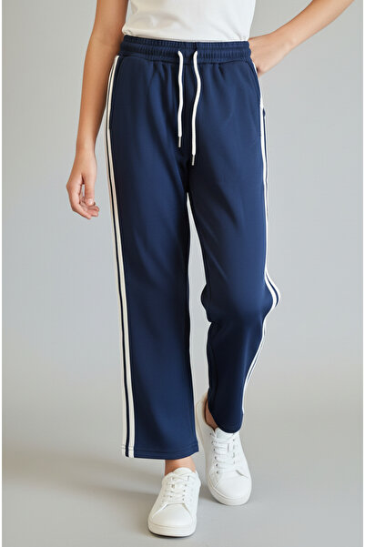 Yılmazcan Girls' Tracksuit Bottoms with Double Stripes on the Sides