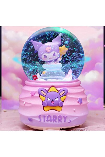 nesever store Yıldızlı Sanrio kuromi Orta Boy Işıklı Müzikli Kar Küresi