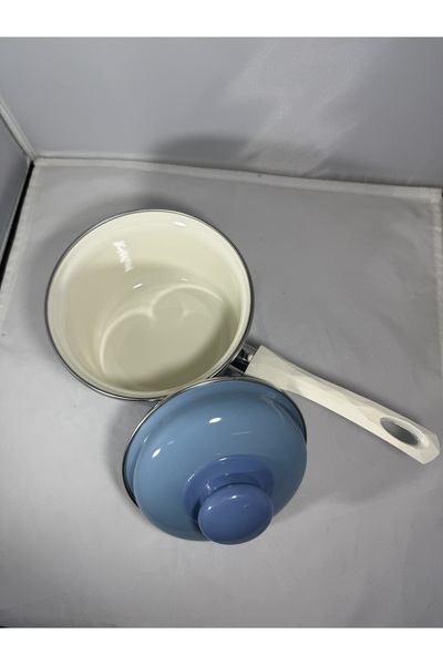 EmayeBurada Flame Enamel Milk Pot & Sauce Pot & Egg Poaching Pot Mini Turquoise (0.9 Lt)