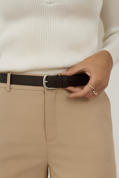 AGAPI Curea de damă cu cataramă argintie Bitter Brown