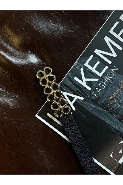 LİA KEMER Mythic Papatya Gold Buckle Model Women's Belt Waist Belt Coat Belt Dress Belt Trouser Belt