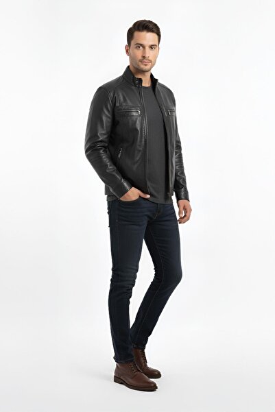 Deriderim Black Levi Men's Genuine Leather Coat