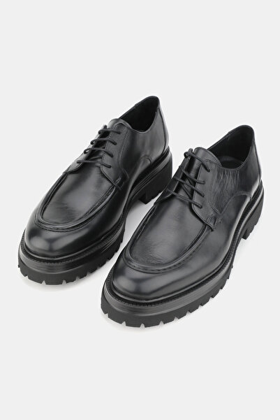 TUNAELLİ ERKEK SİYAH HAKİKİ DOĞAL DERİ 39-45-46 NUMARA BAĞCIKLI OXFORD AYAKKABI