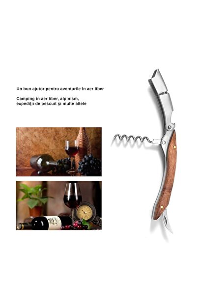 vadrami Professional corkscrew with rosewood handle, stainless steel, foil cutter, 12.4x3.5cm,