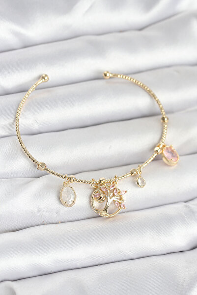 Lisinya سوار نسائي من النحاس الذهبي اللون مع حلية شجرة الحياة - TYGOO