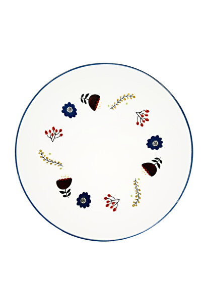 porselenden Katy Kit Blue 25 cm 6 kişilik servis, kahvaltı, ikram tabağı premium porselen